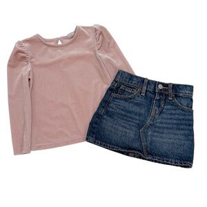 Toddler Girls Blouse & Denim Skirt Bundle 2T
